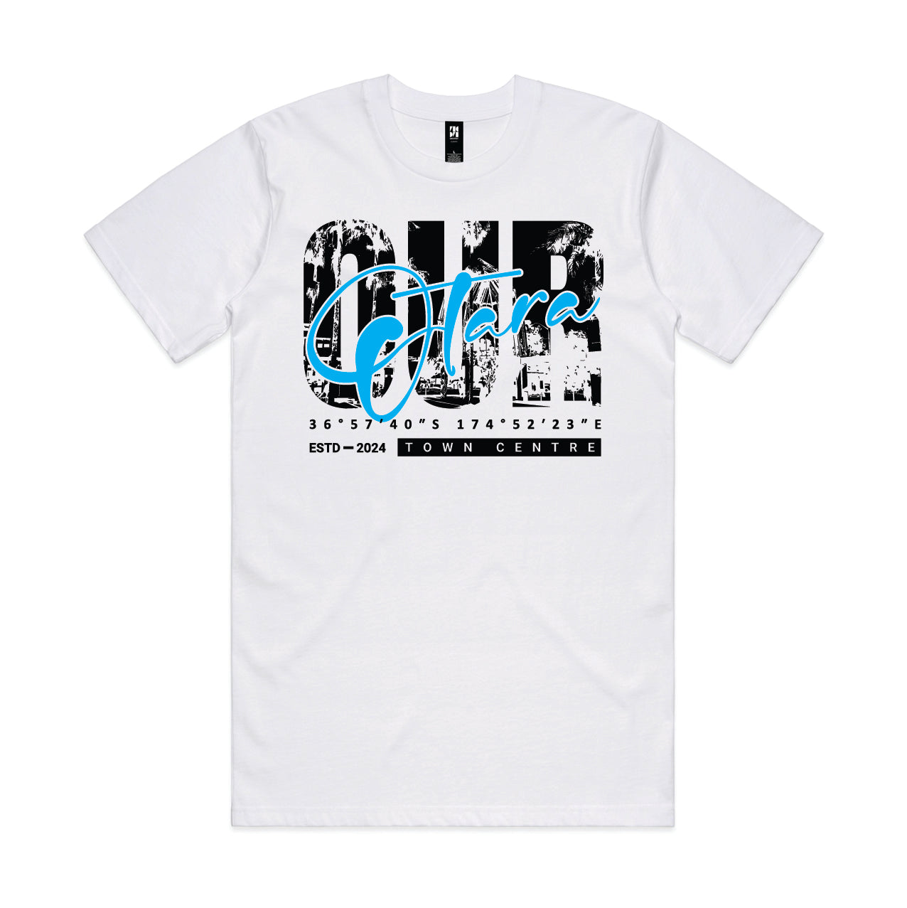 Town Centre Tee – Blue Script